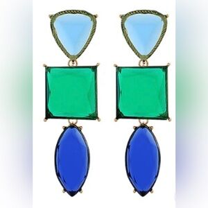 Elegant Green and Blue Drop Earrings